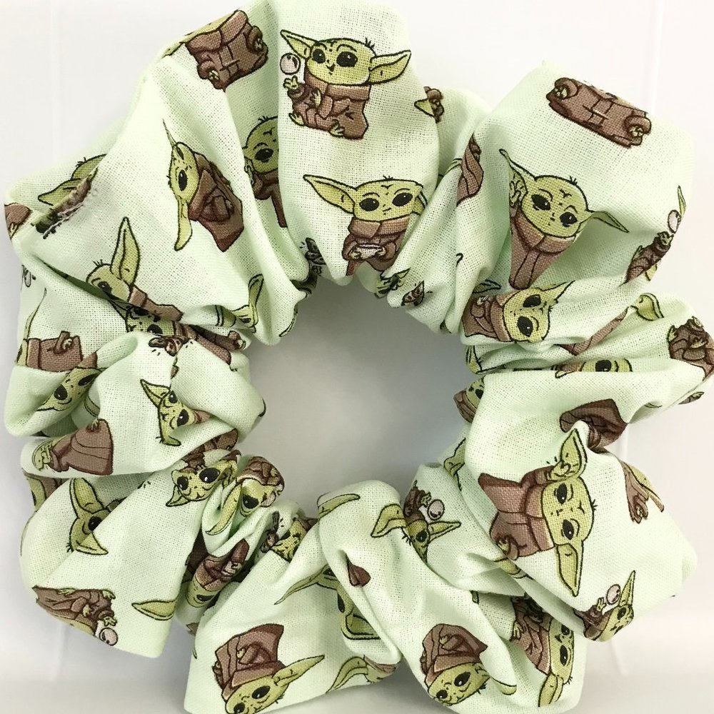 Brand New Handmade Large Baby Yoda Scrunchies for all hair type.